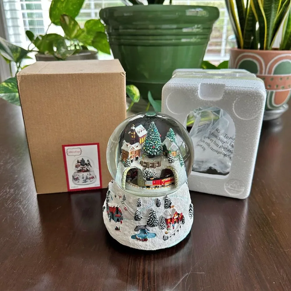 Glitterdome Musical Village Snow Globe Roman Inc 